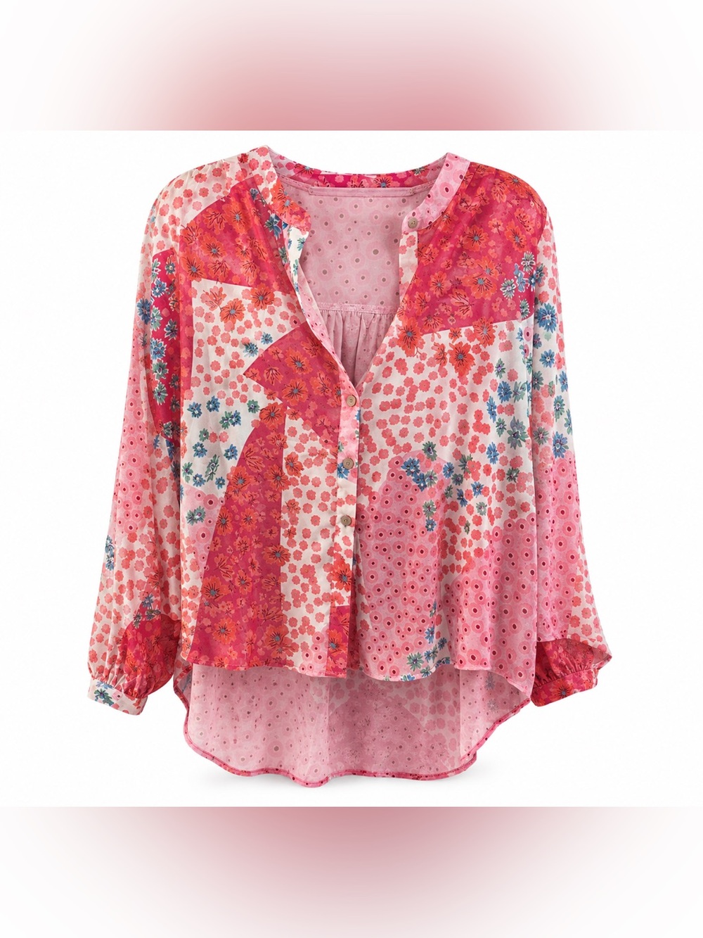 Floral Patchwork Sheer Blouse